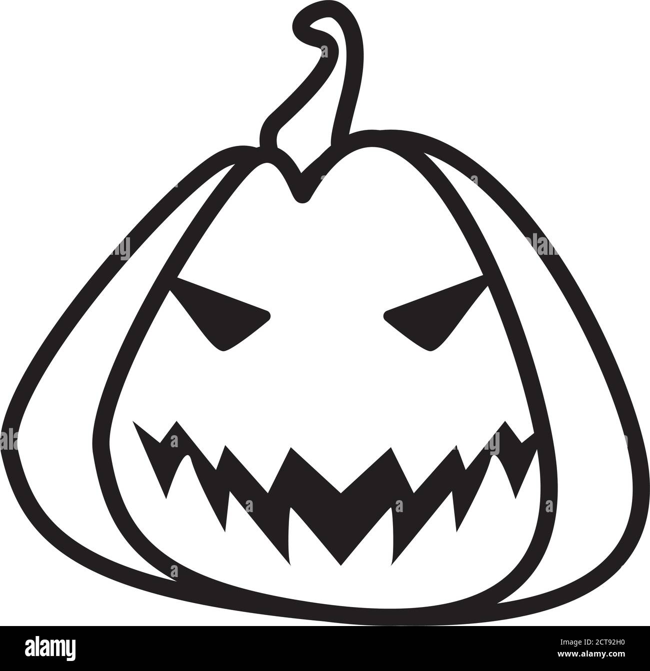 halloween pumpkin with face line style icon vector illustration design ...