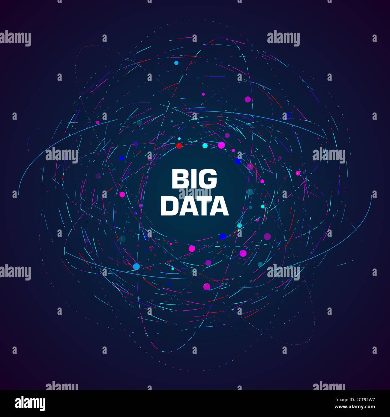 Big data visualization. An abstract circular cluster of points ...