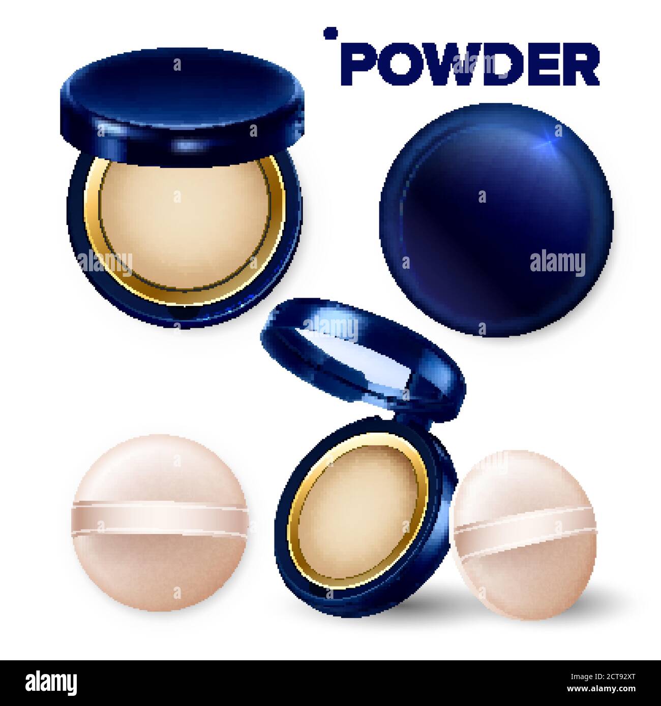 Makeup Powder And Puff Compact Cosmetic Set Vector Stock Vector Image