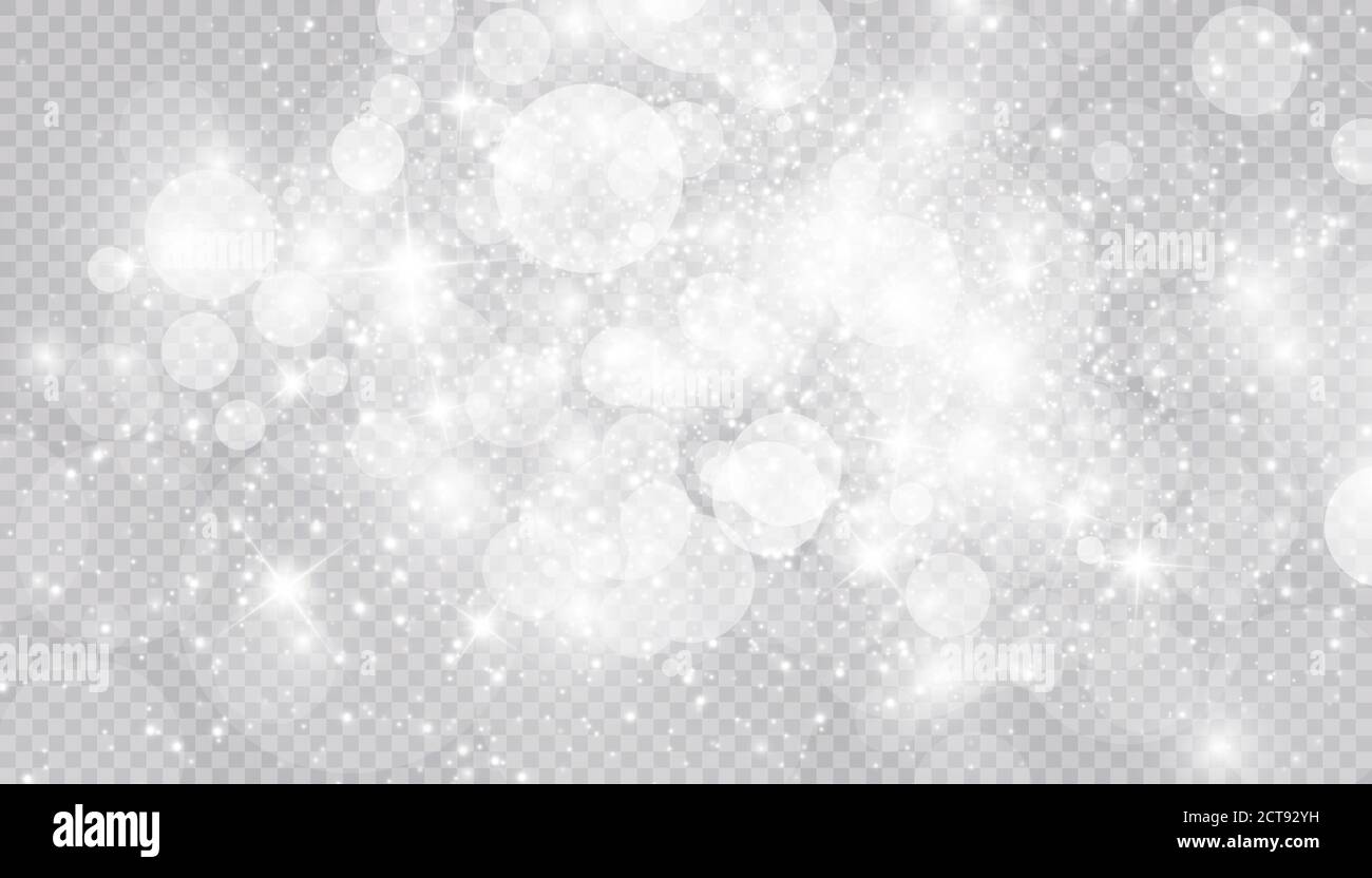 Glowing light effect with many glitter particles isolated on ...