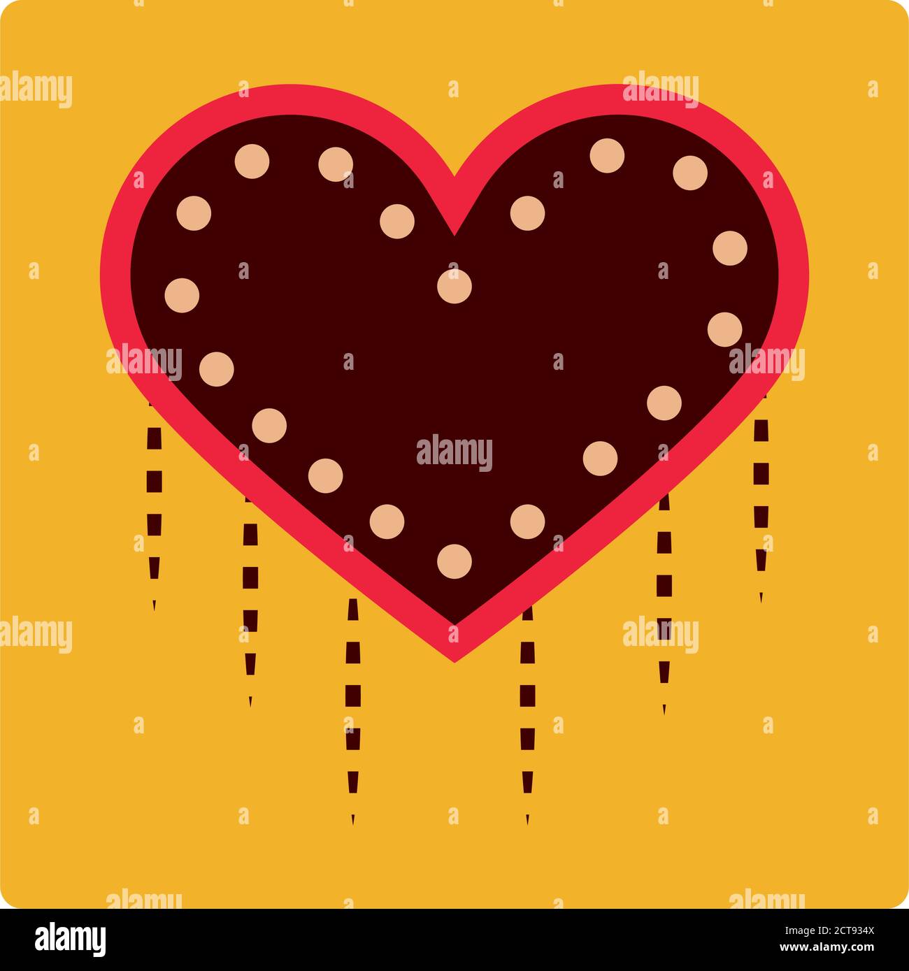 dotted frame heart love ornament decoration icon block and flat vector ...