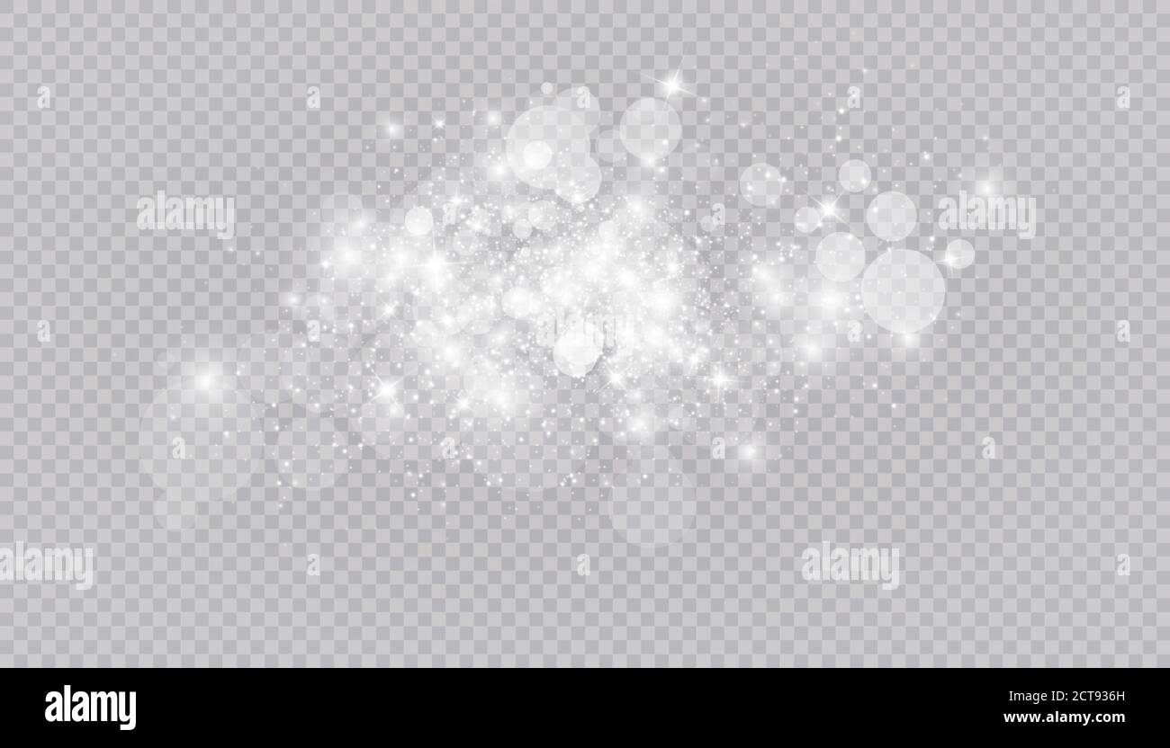Glowing light effect with many glitter particles isolated on ...