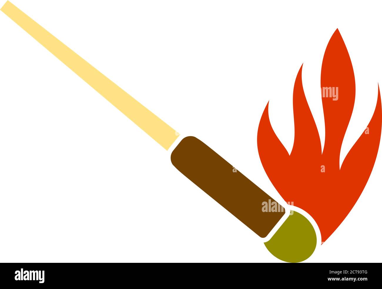 Burning Matchstik Icon. Flat Color Design. Vector Illustration. Stock Vector