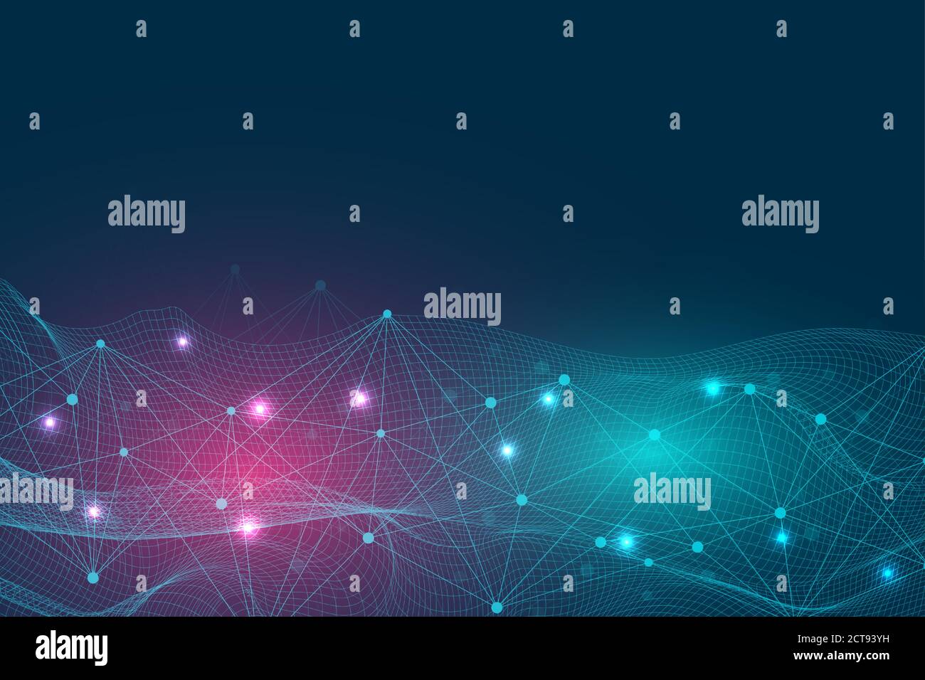 Geometric abstract background with connected line and dots. Structure molecule and communication. Big Data Visualization. Medical, technology, science Stock Vector