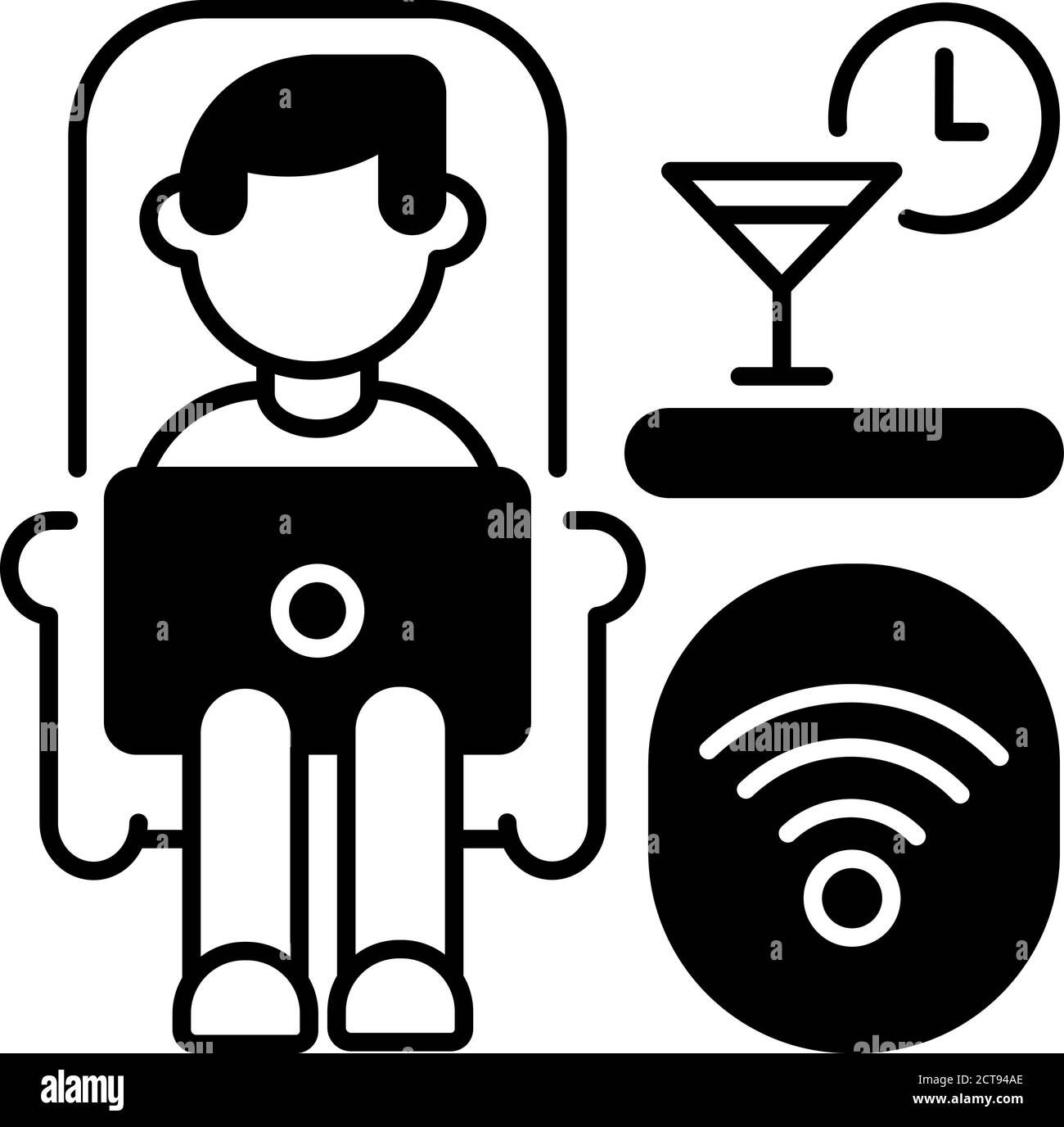 Lounge car black linear icon Stock Vector