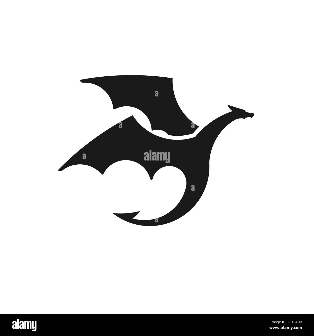 Black stylized vector illustrations of dragons silhouettes logo Stock Vector