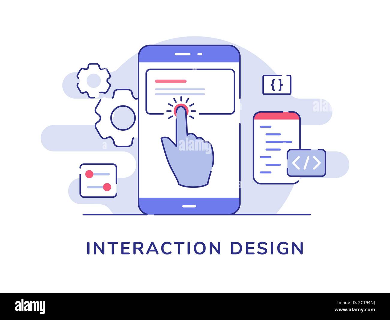 Interaction design concept finger touch button on smartphone screen ...