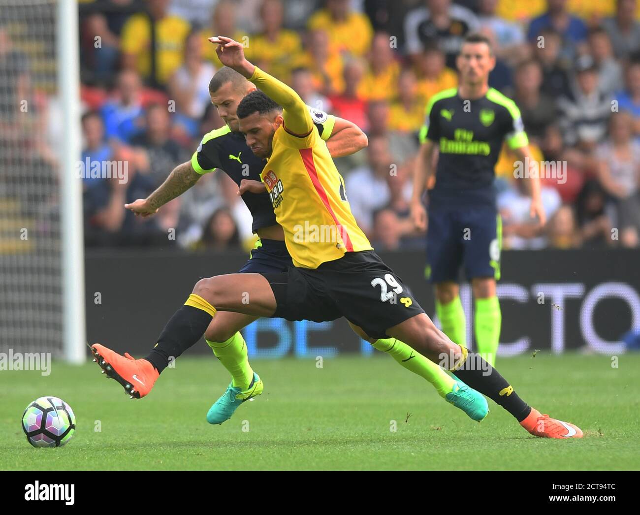 Jack Wilshere battles with Etienne Capoue  Waford v Arsenal Premier League - Vicarage Road  Copyright Picture : Mark Pain 27/08/2016    PHOTO CREDIT : Stock Photo