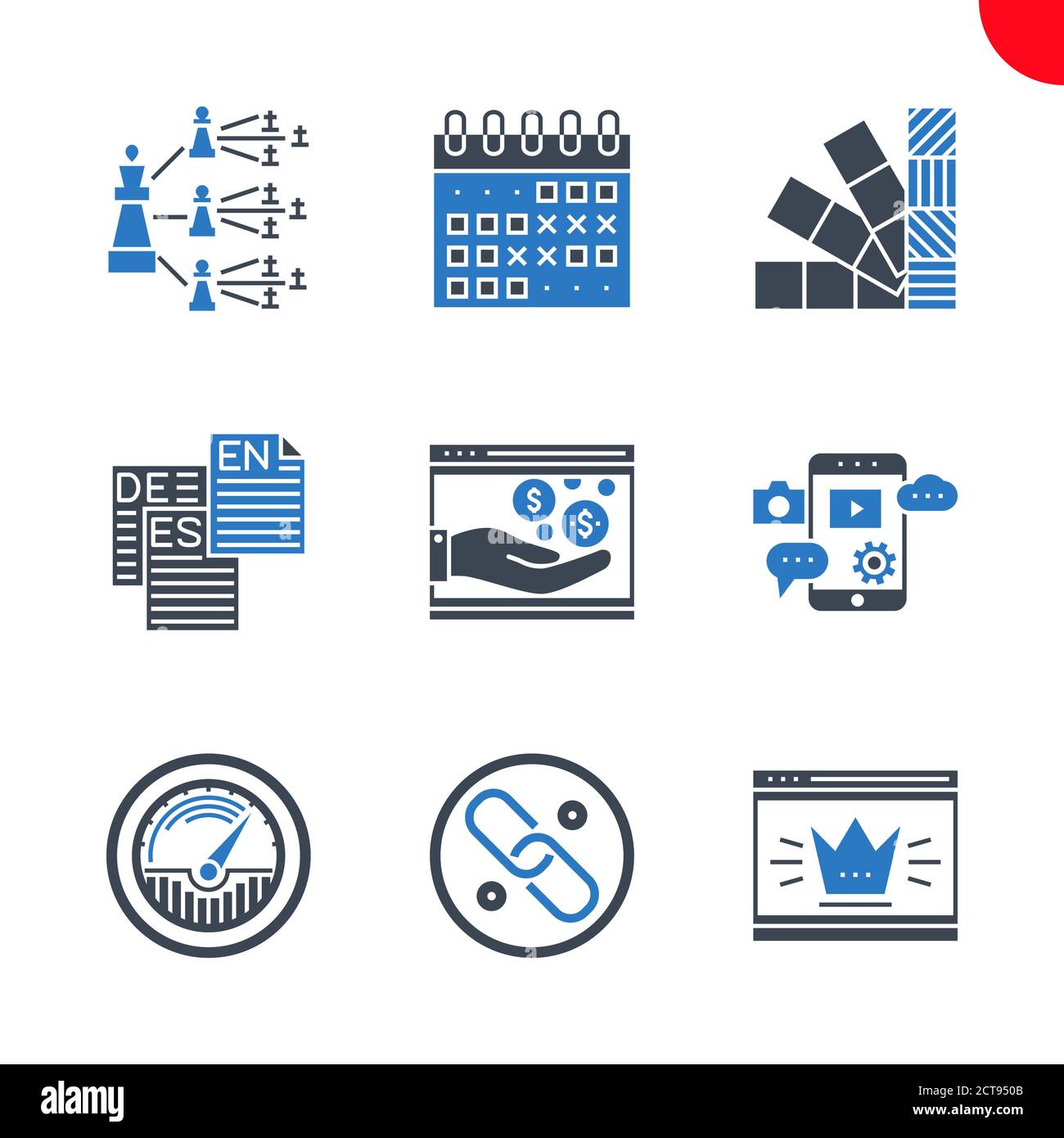 Seo and web opimization icons set Stock Vector