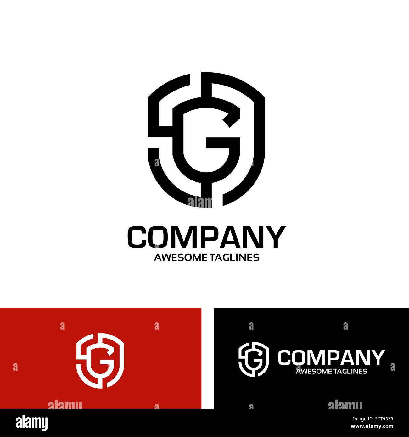 simple shield with initial letter G Logo vector concept Stock Vector