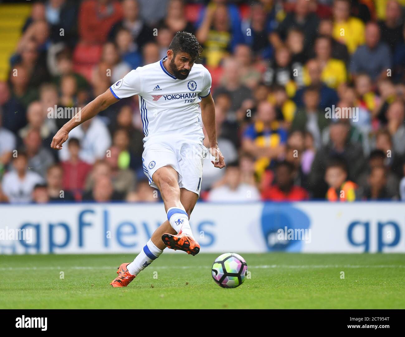 Diego Costa scores for Chelsea 1-2  Watford v Chelsea Premier League - Vicarage Road Stadium  Copyright Picture : Mark Pain 20/08/2016    PHOTO CREDIT Stock Photo
