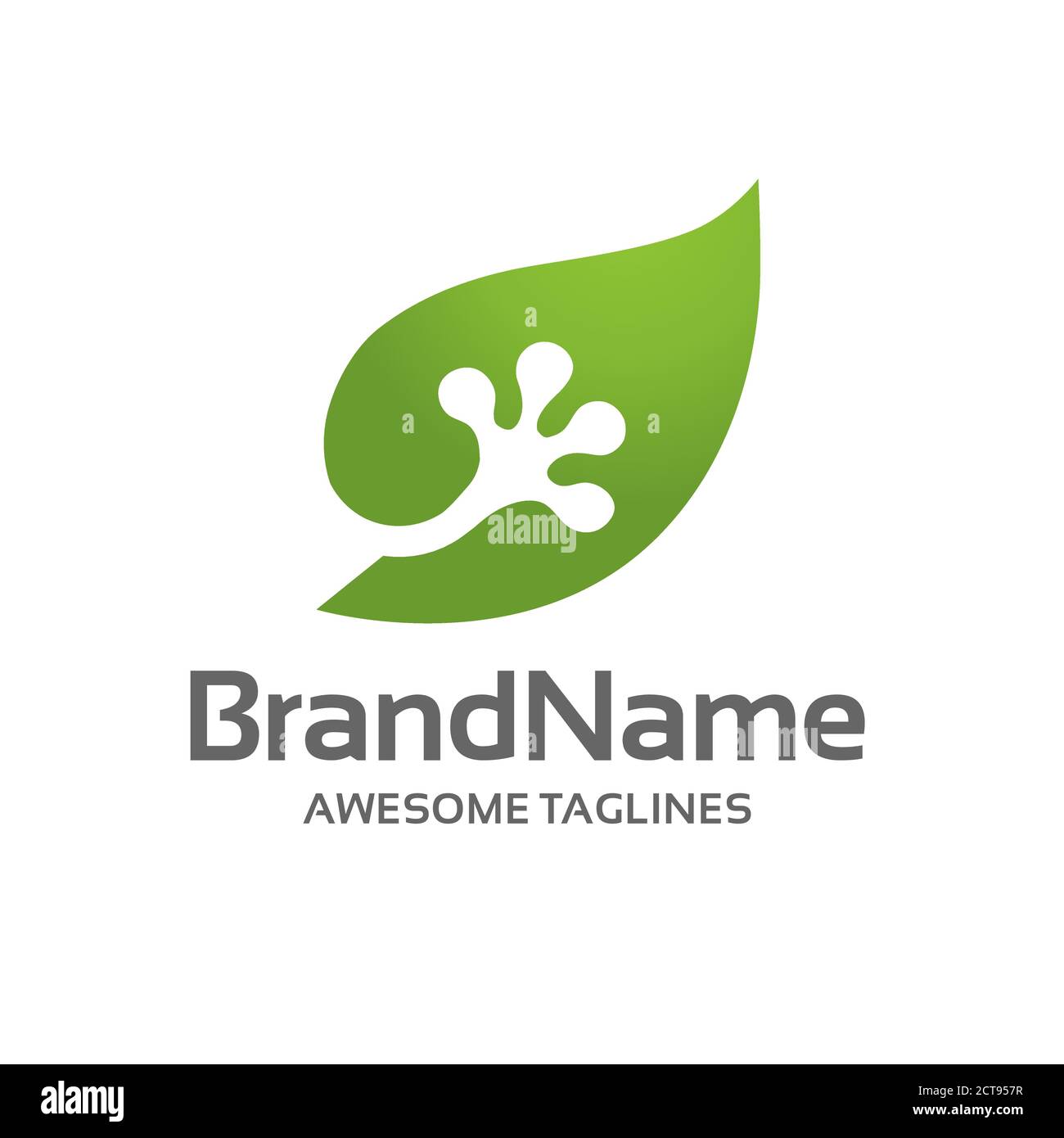 creative and simple gecko leg with green leaf logo vector concept Stock Vector