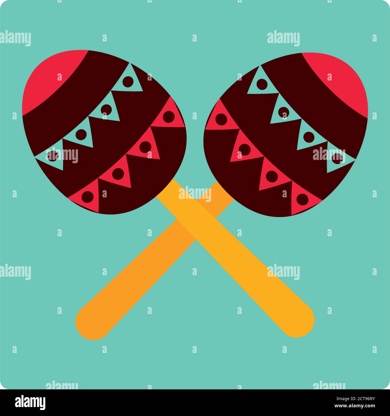 crossed maraca music instrument celebration icon block and flat vector