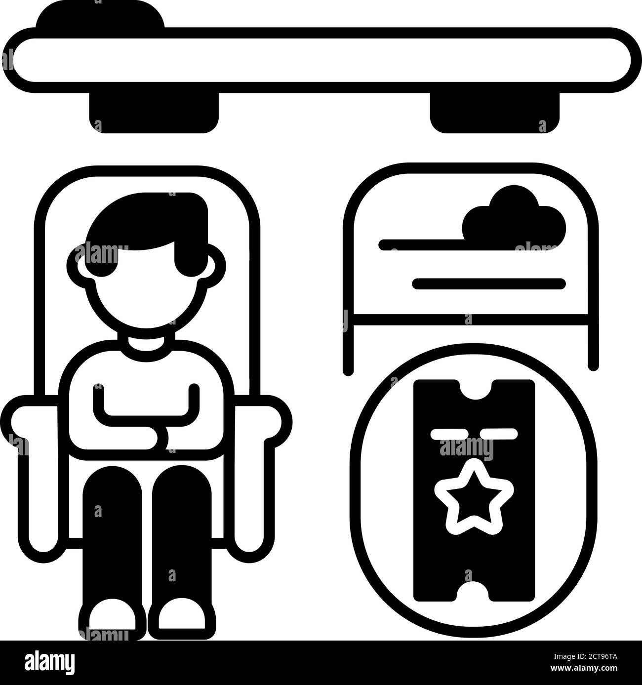 Private accommodations black linear icon Stock Vector