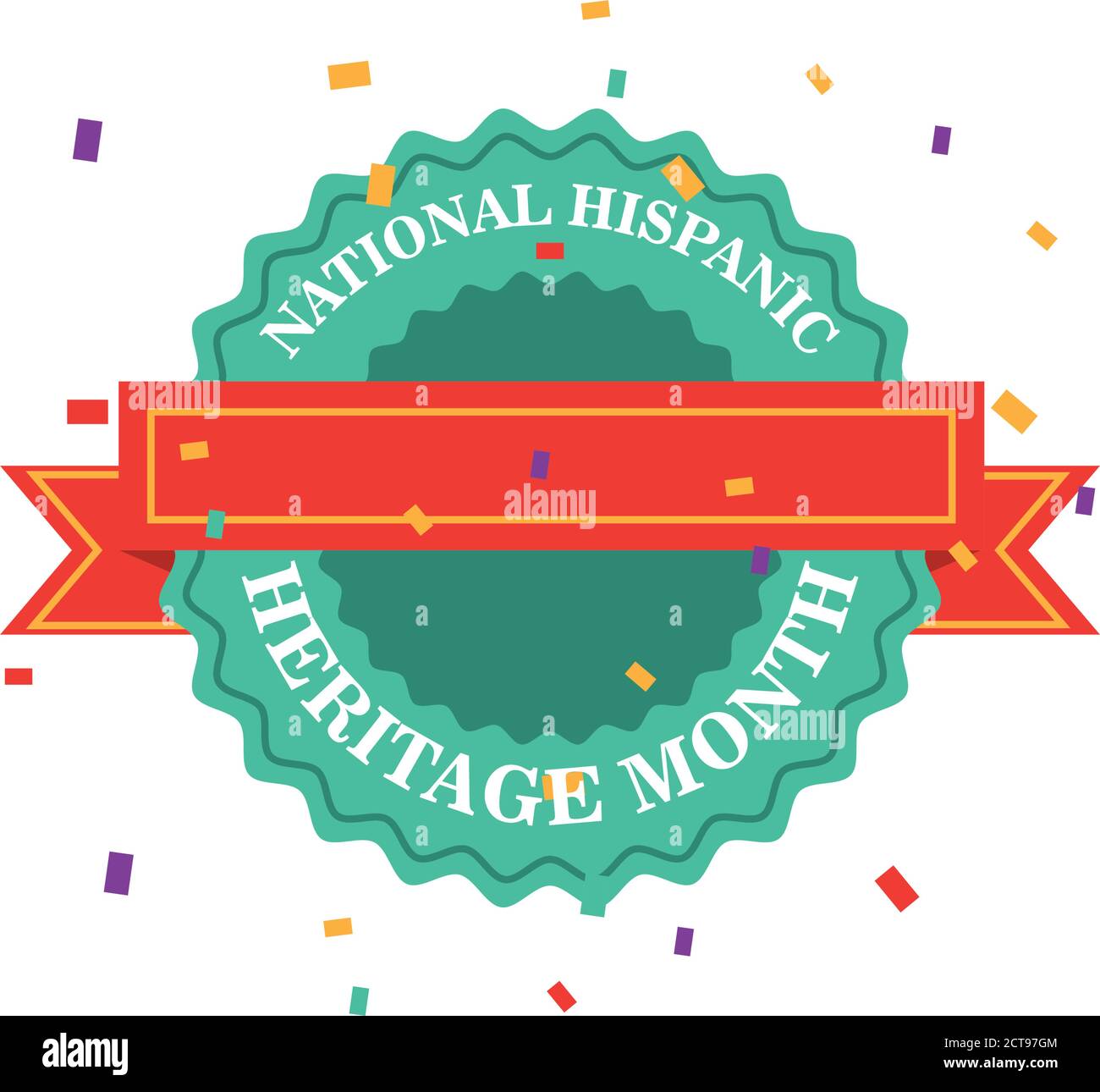 national hispanic heritage month in seal stamp with ribbon design, culture and latino theme Vector illustration Stock Vector
