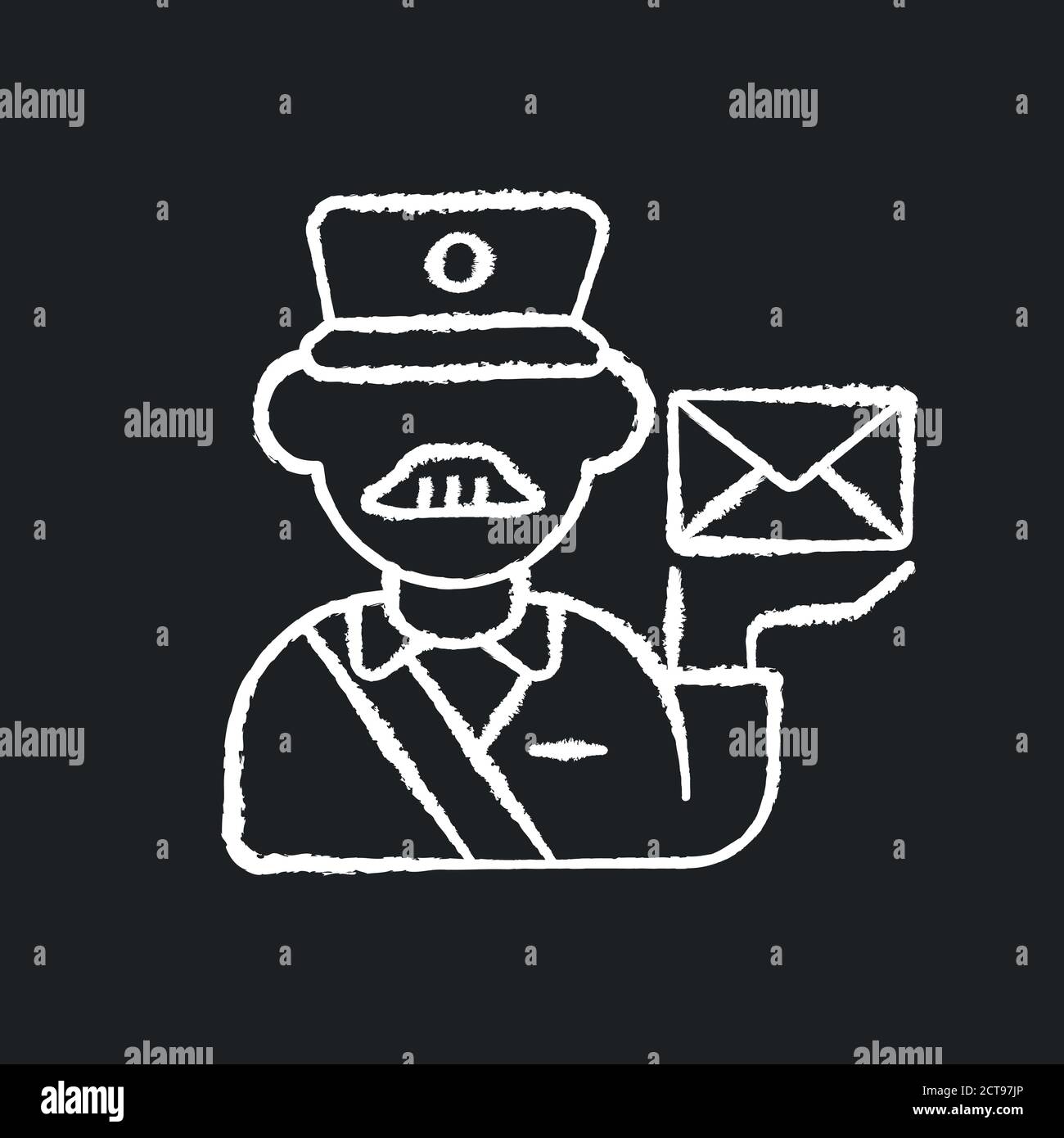 Postman chalk white icon on black background Stock Vector Image & Art ...