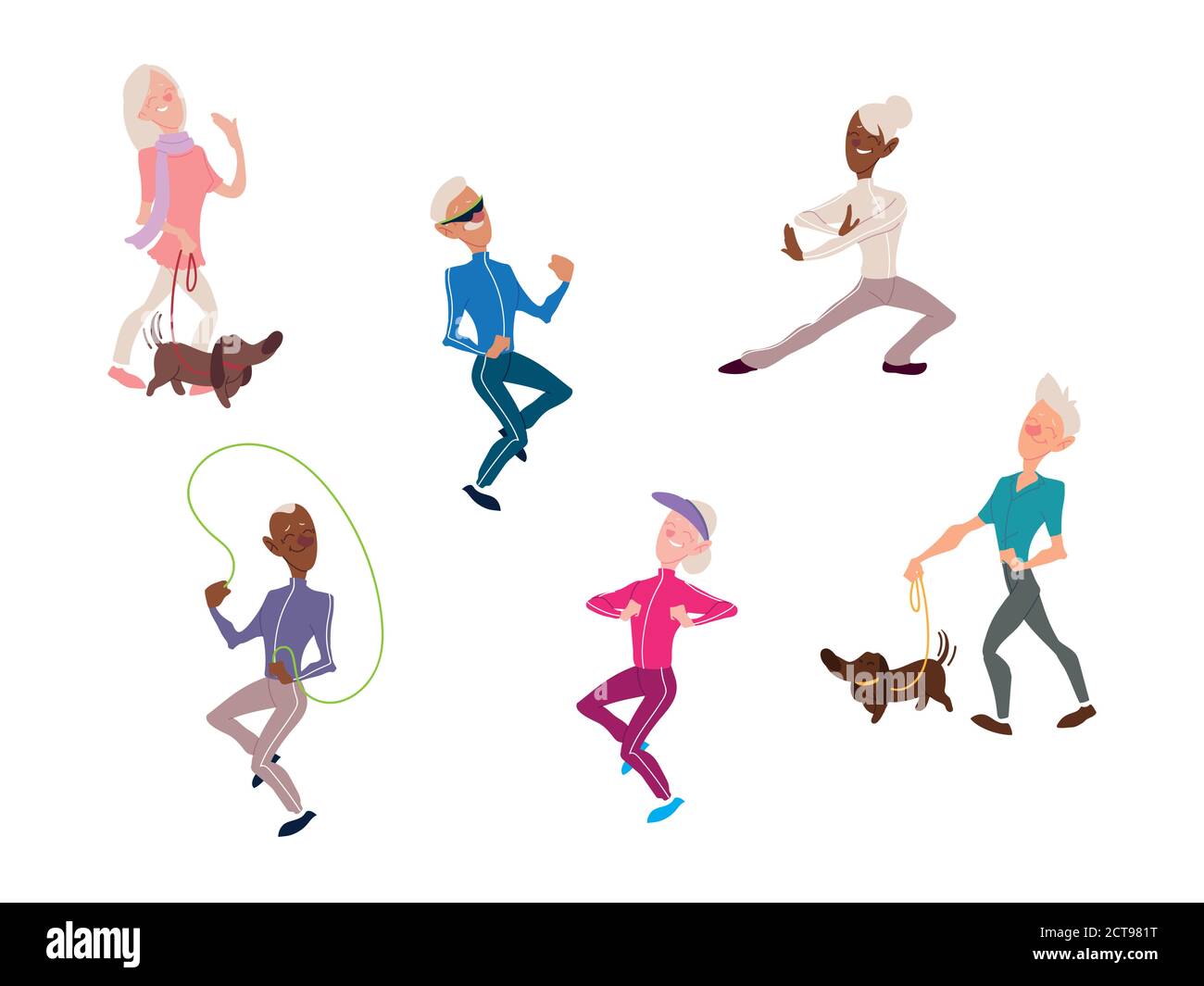 people of elderly do physical activity, active seniors vector illustration design Stock Vector