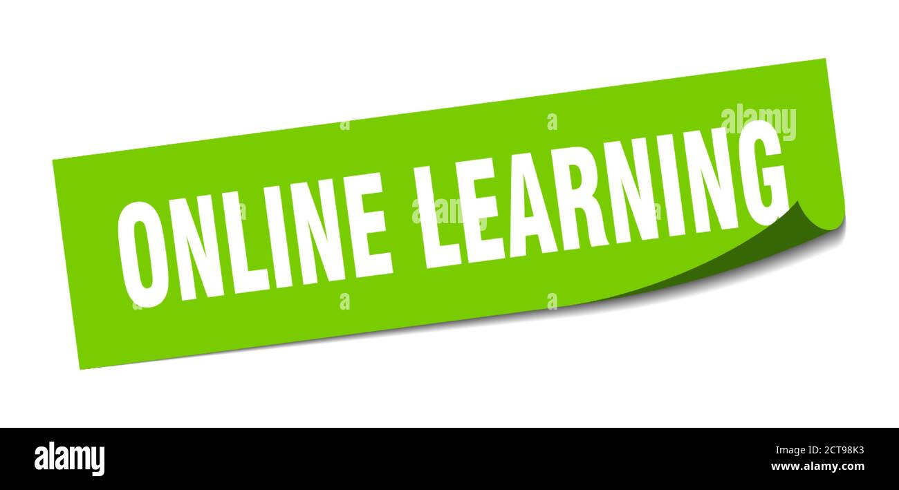 online learning sticker. square isolated peeler sign. label Stock ...