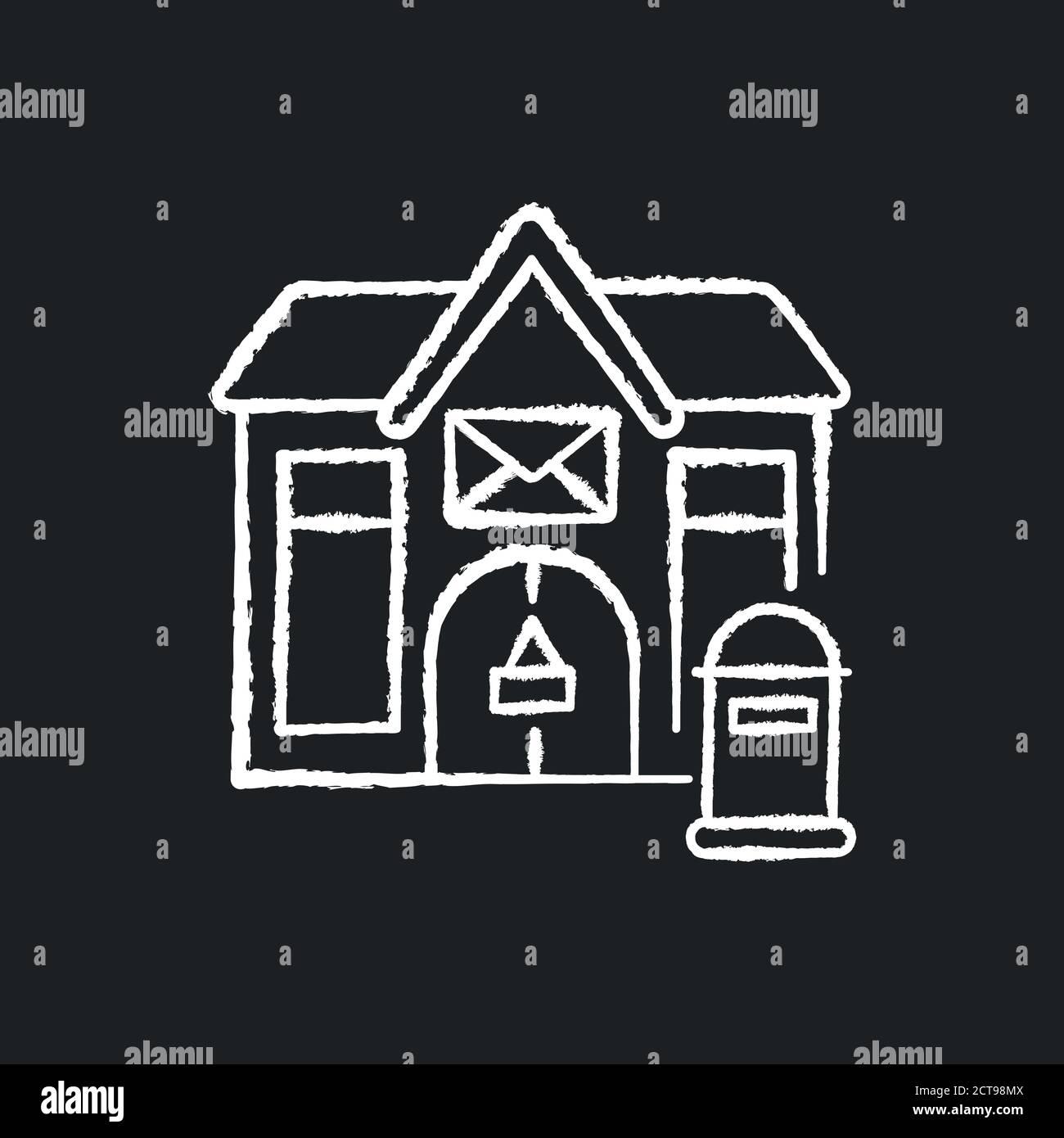 Post office chalk white icon on black background Stock Vector Image