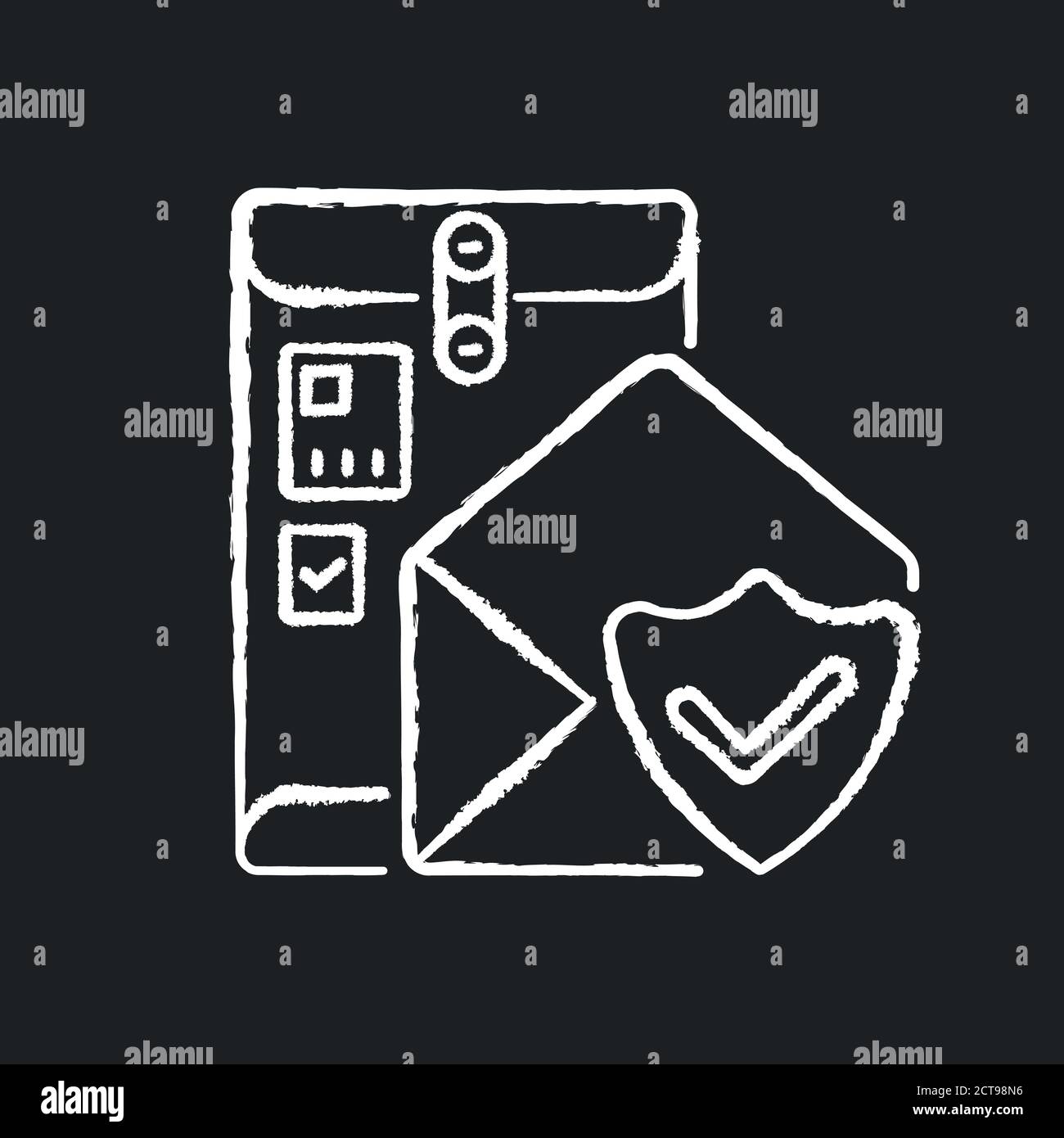 Cargo insurance chalk white icon on black background Stock Vector