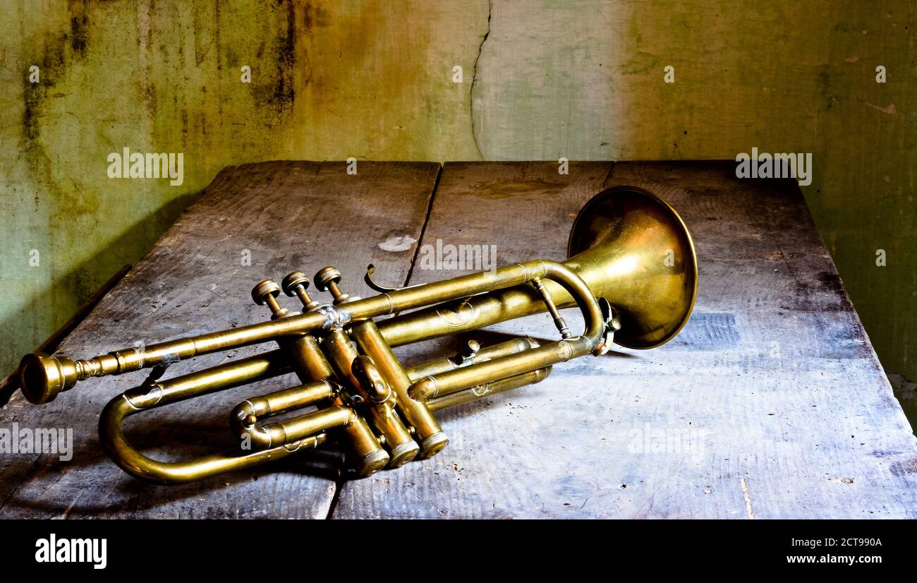 an ancient jazz trumpet from the 1920s Stock Photo Alamy