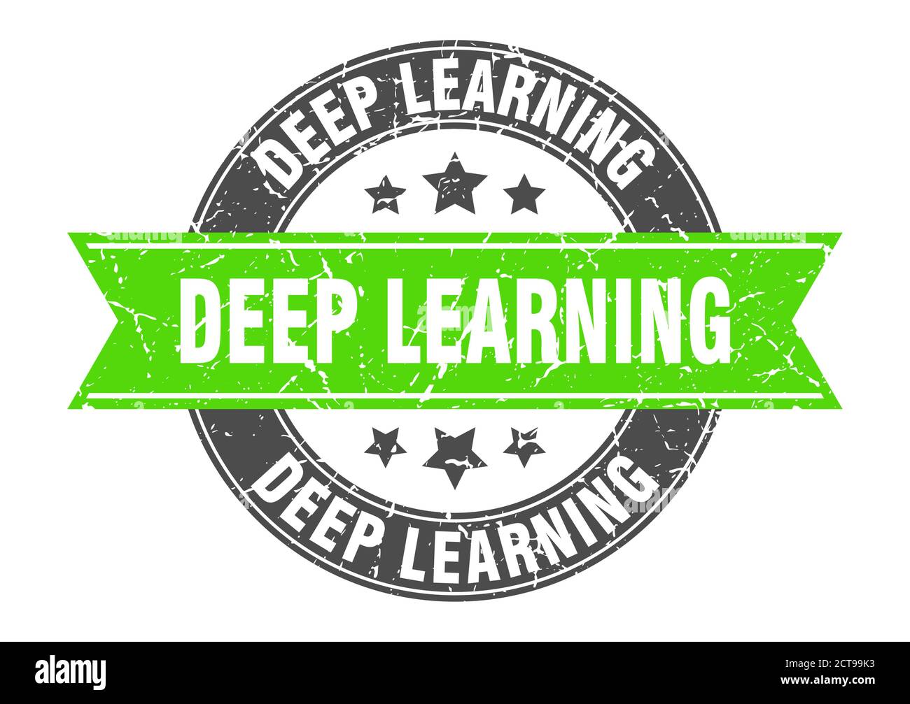 deep learning round stamp with ribbon. sign. label Stock Vector