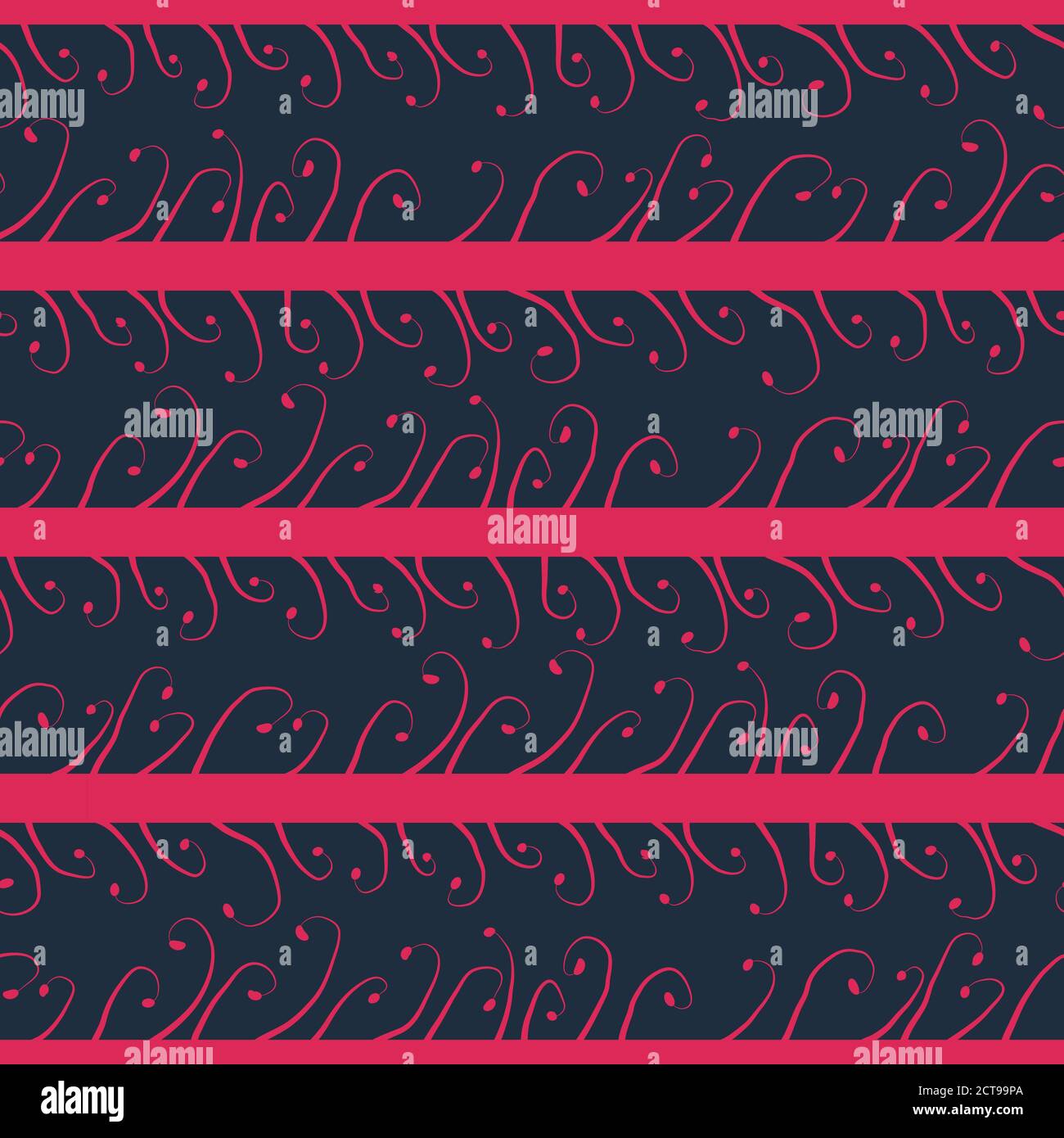 pink stripes seamless vector pattern with sprouts Stock Vector