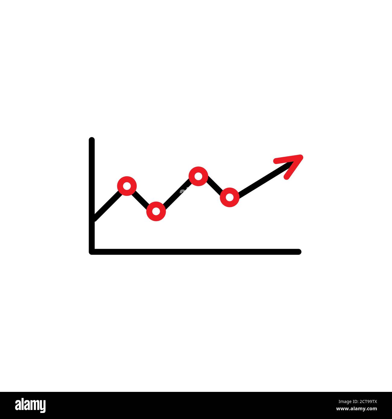 Growing graph with red points, Infographic vector icon. Stock vector ...