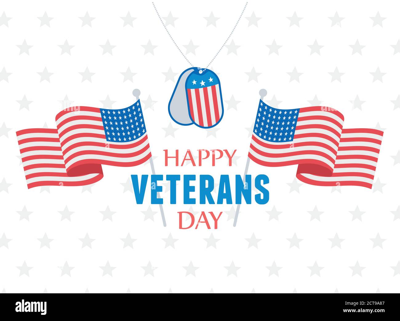 happy veterans day, US military armed forces soldier flags and medal stars background vector illustration Stock Vector