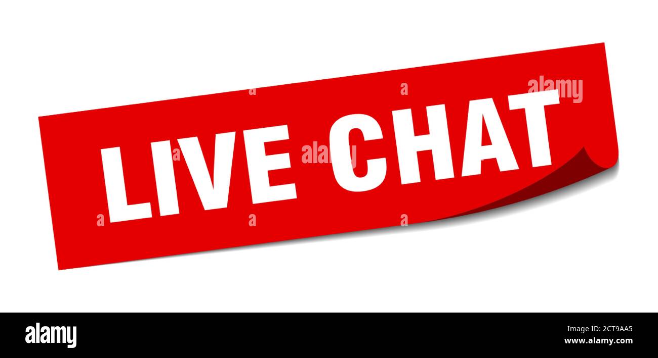 live chat sticker. square isolated peeler sign. label Stock Vector ...