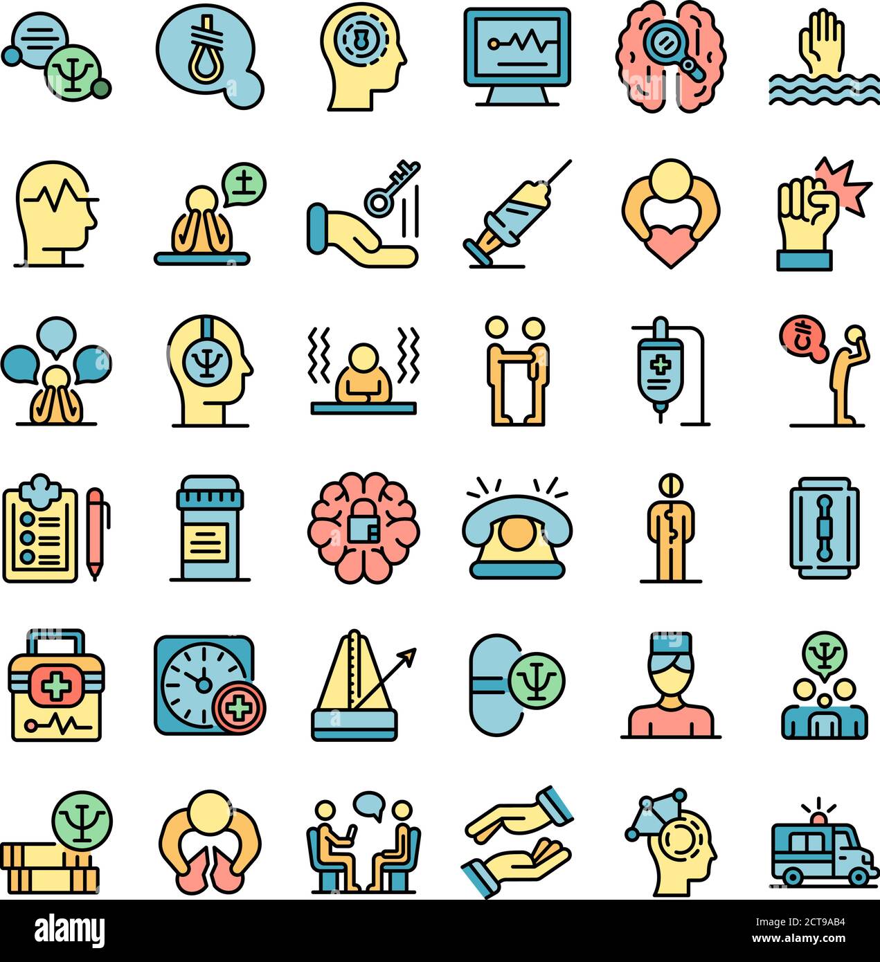 Supporting mental health icons set vector flat Stock Vector Image & Art ...
