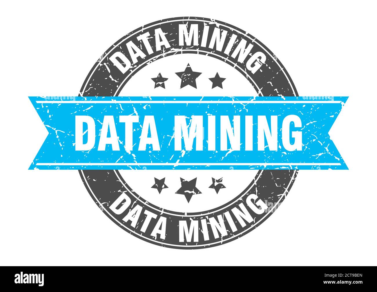 data mining round stamp with ribbon. sign. label Stock Vector