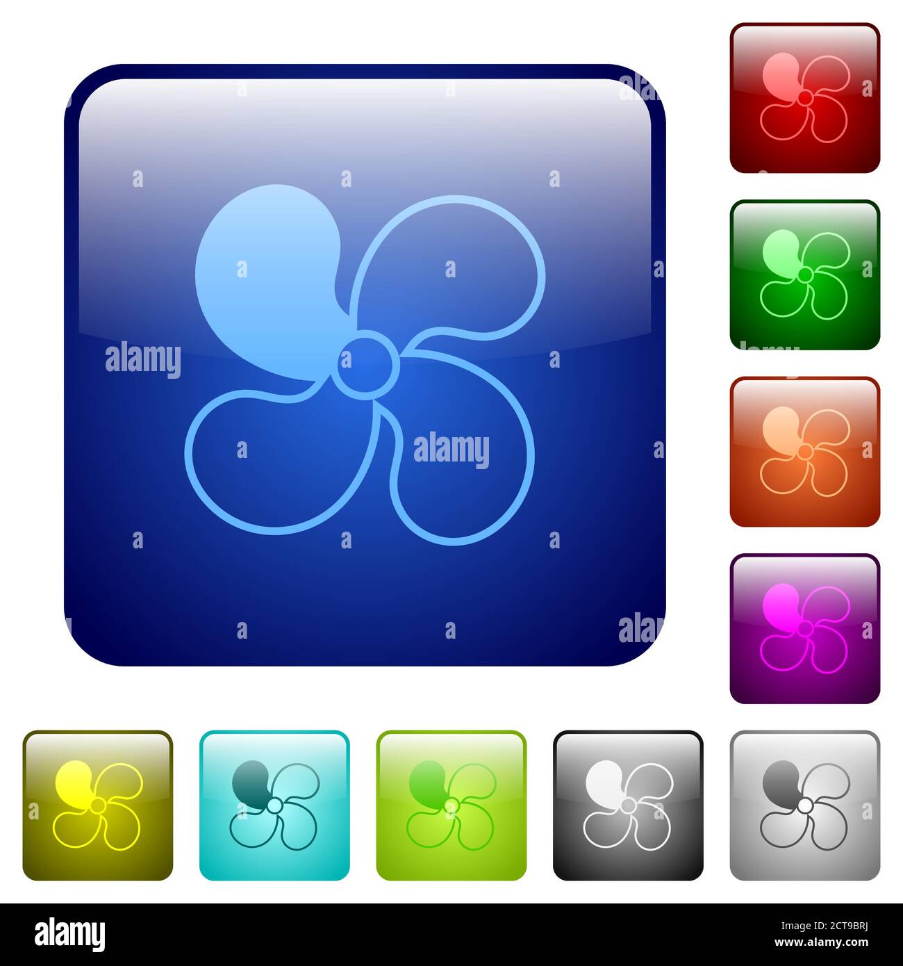 Car fan level 1 icons in rounded square color glossy button set Stock