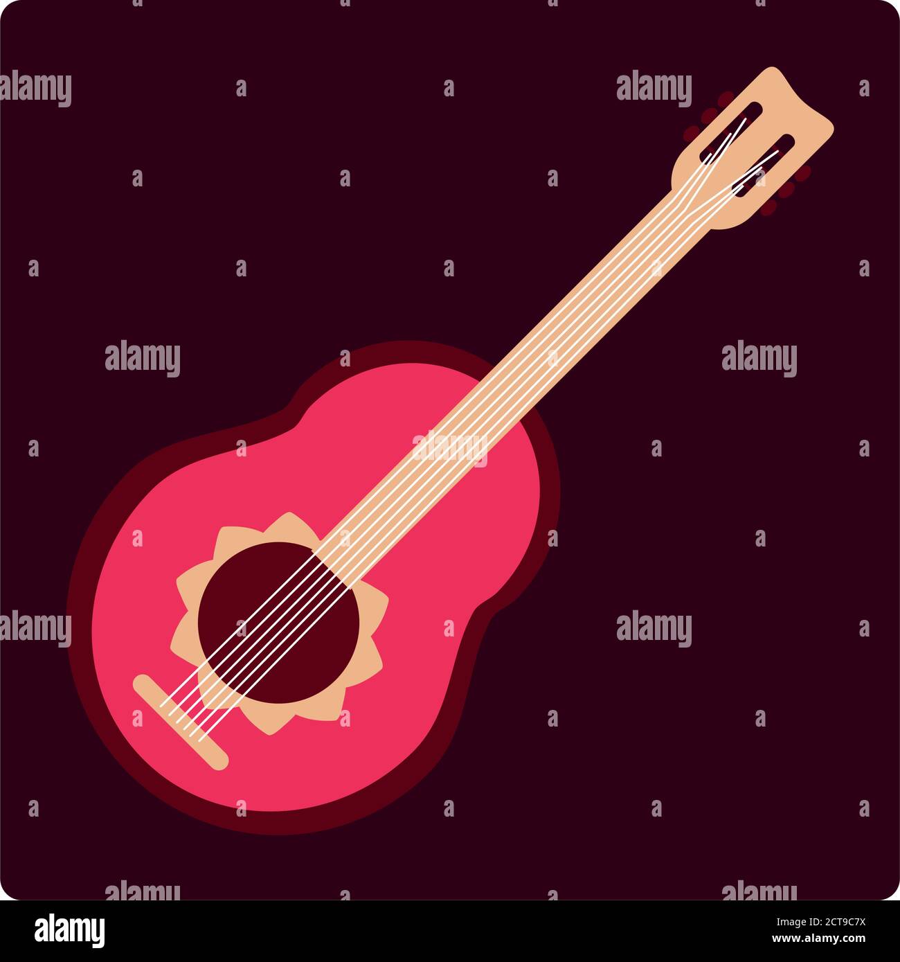 guitar instrument musical string element icon block and flat vector