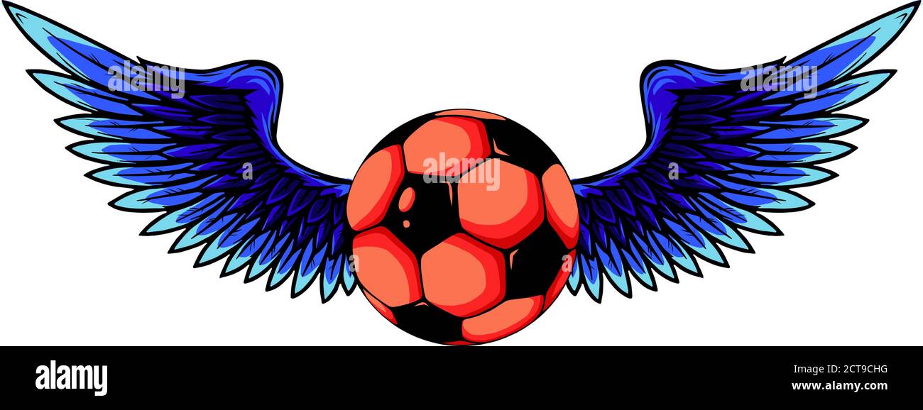 vector football with wings isolated on white Stock Vector