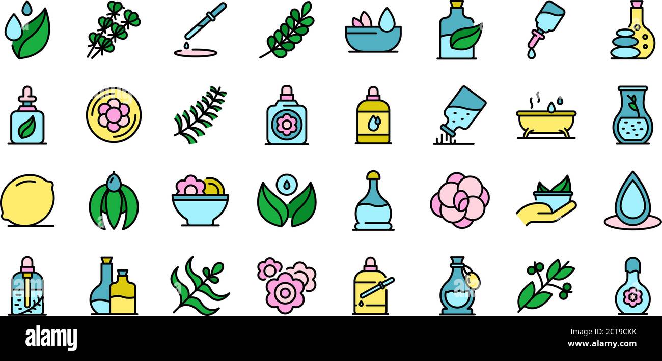 Essential oils icons set vector flat Stock Vector Image & Art - Alamy