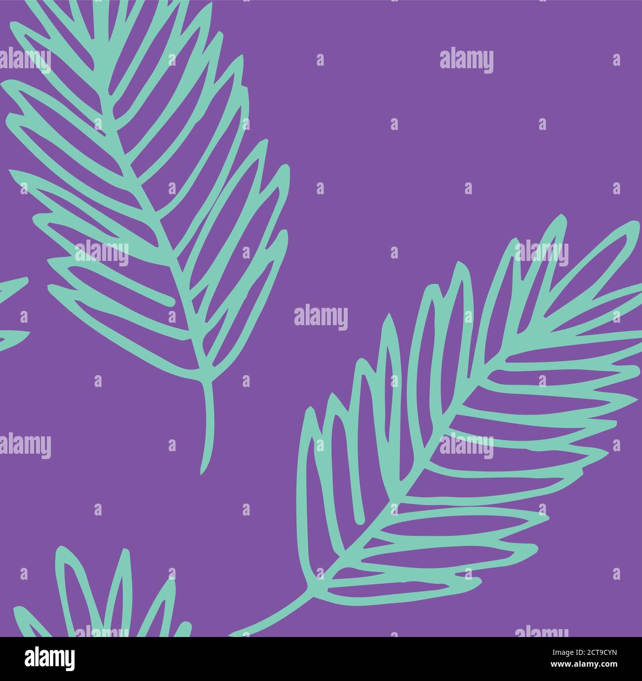 Hand drawn floral pattern with leaves Vector on solid background Stock ...