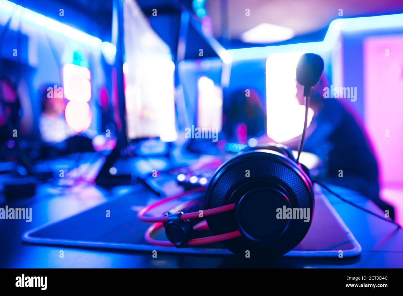 Professional gamers cafe room with powerful personal computer game ...