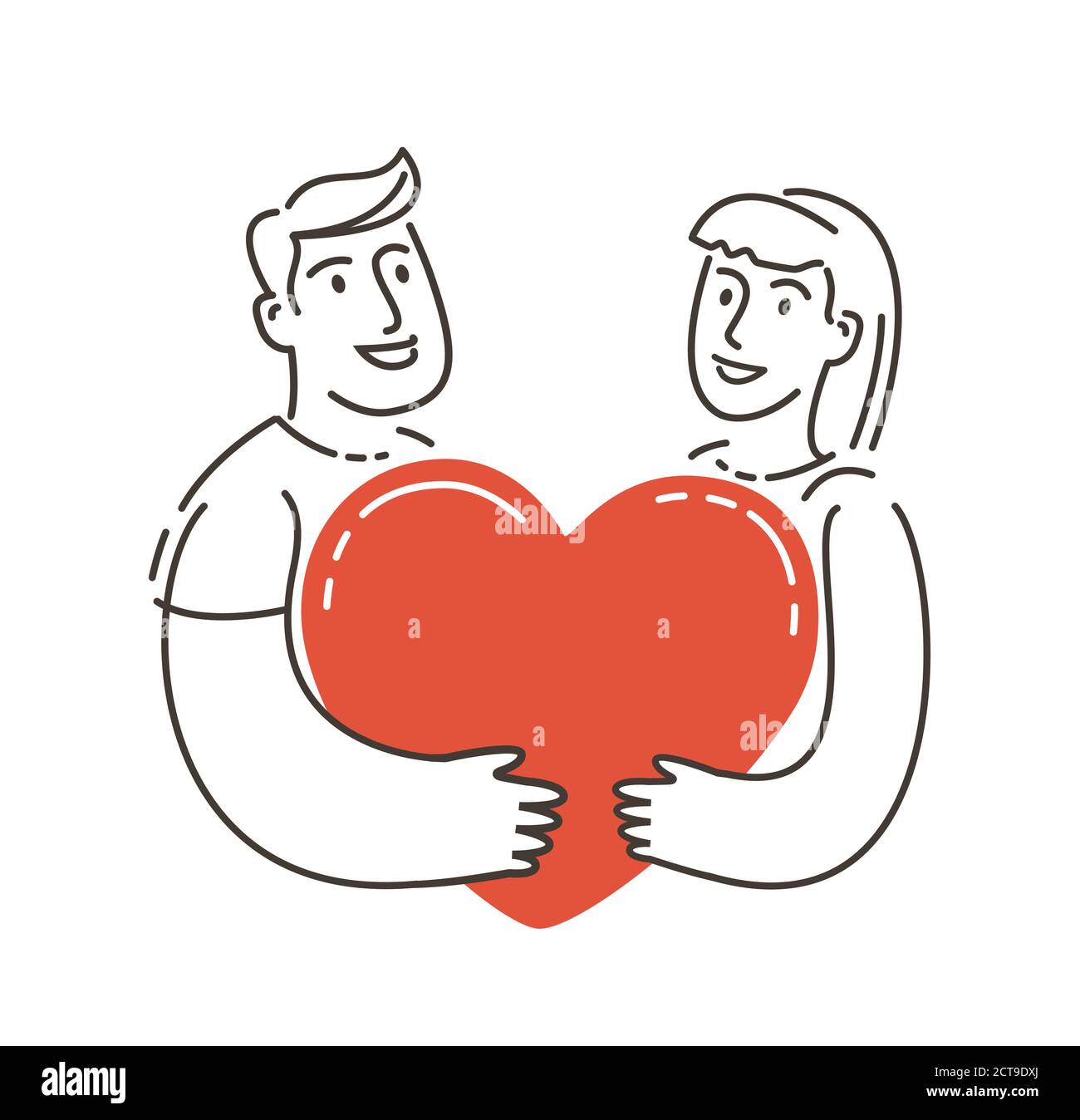 Wedding symbol. Love couple holding heart vector illustration Stock Vector