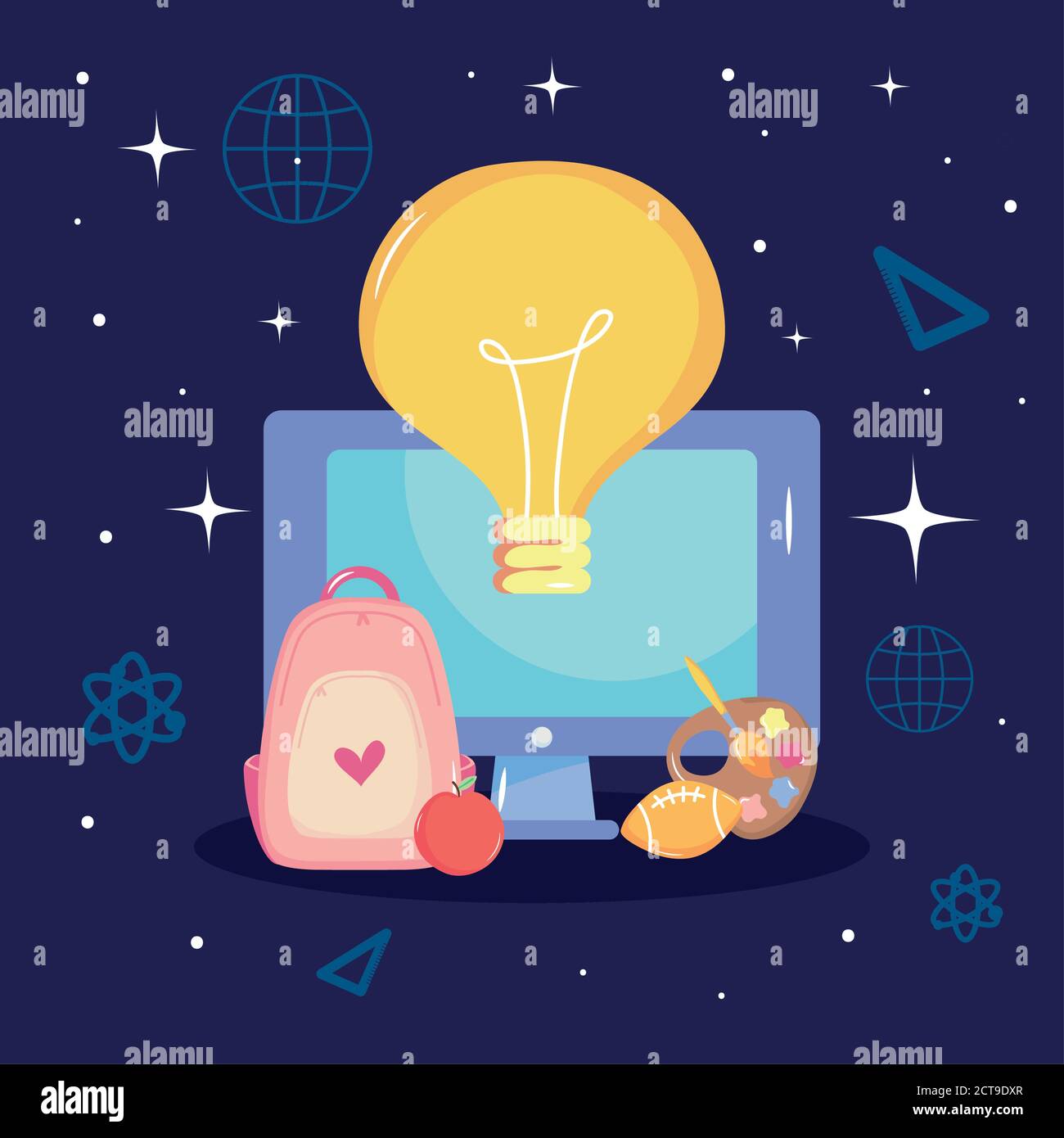 back to school design with computer, bulb light and related icons ...