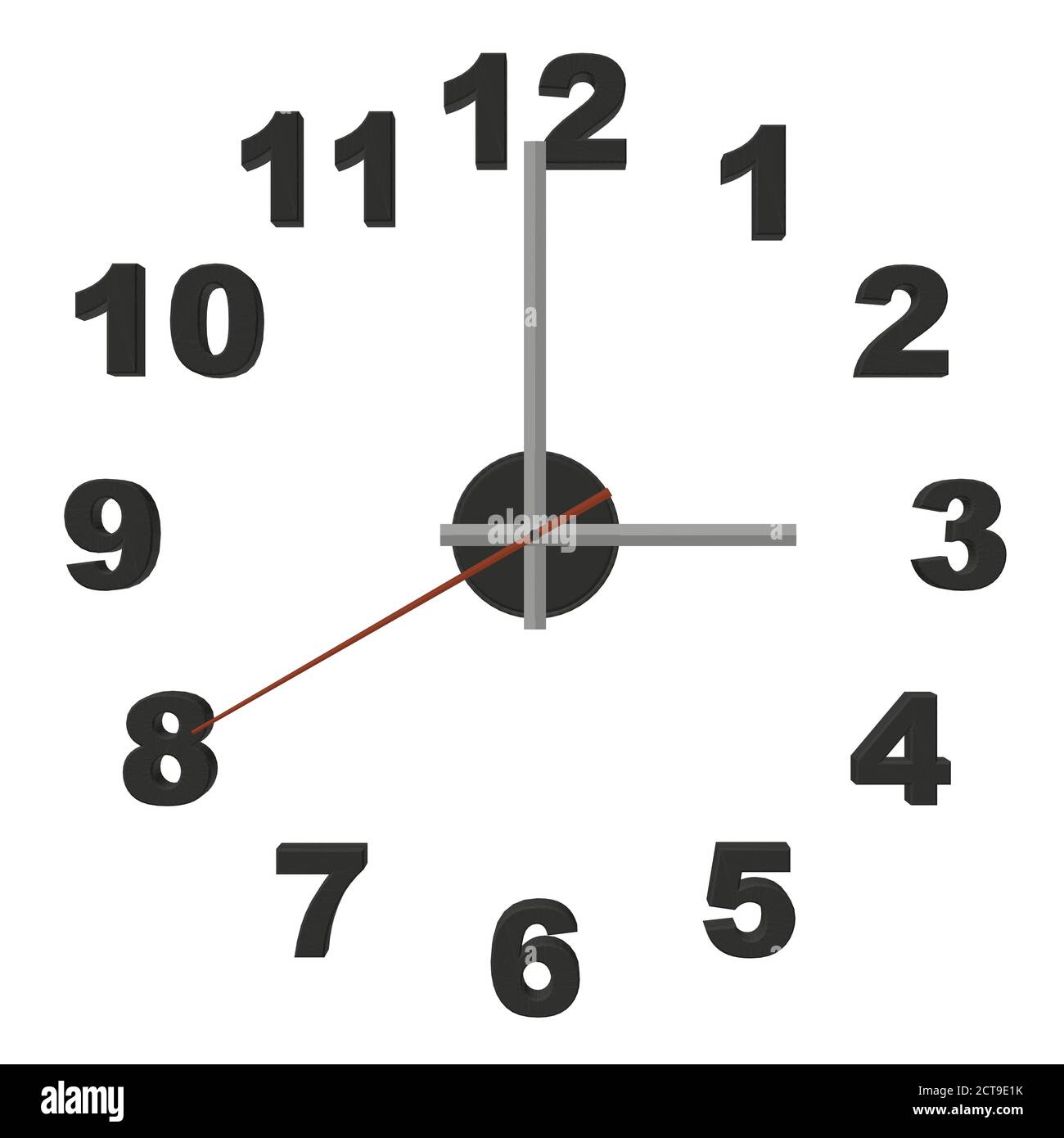 Clock without case isolated on white background. 3D. Vector