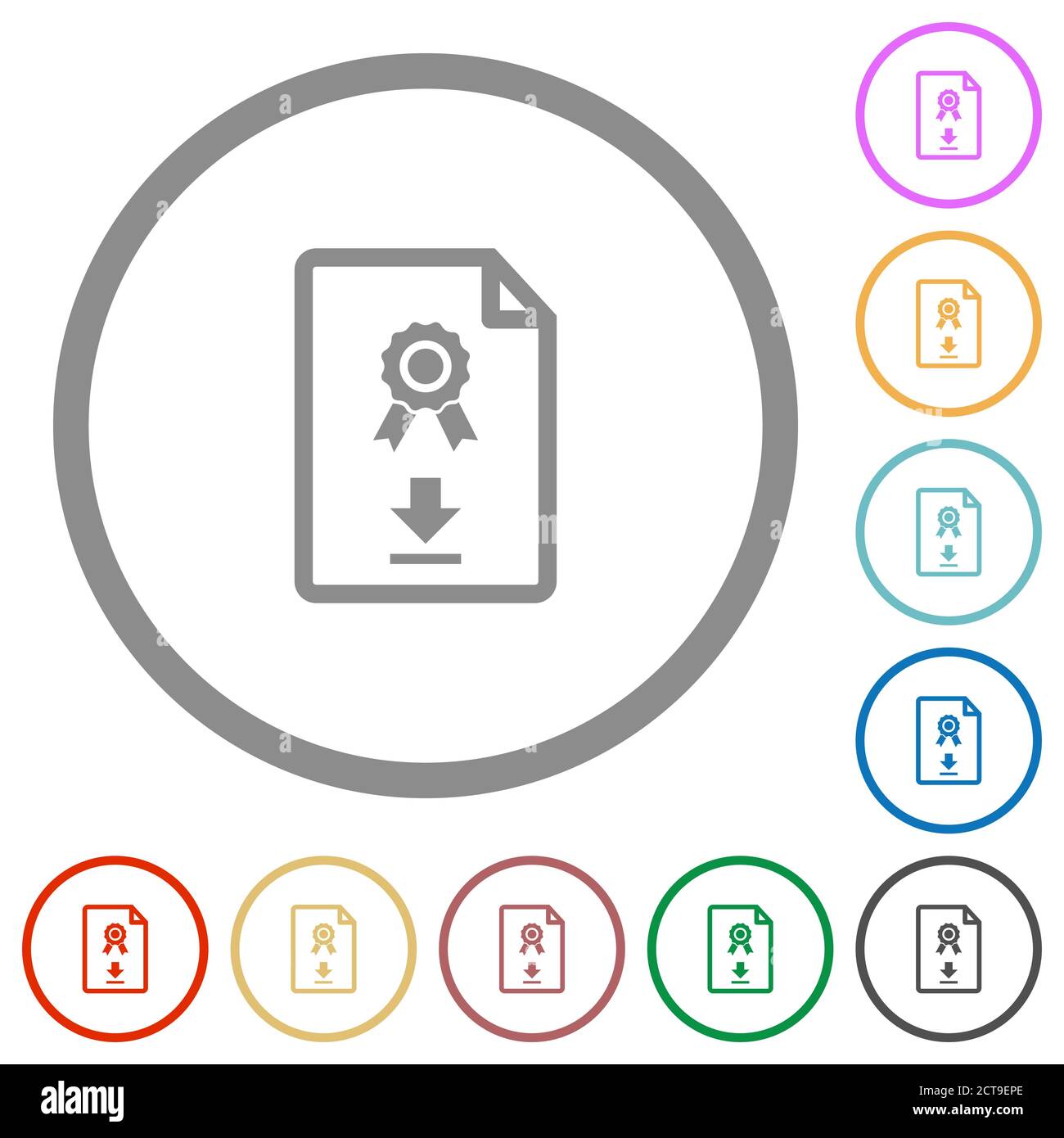 Download certificate flat color icons in round outlines on white ...