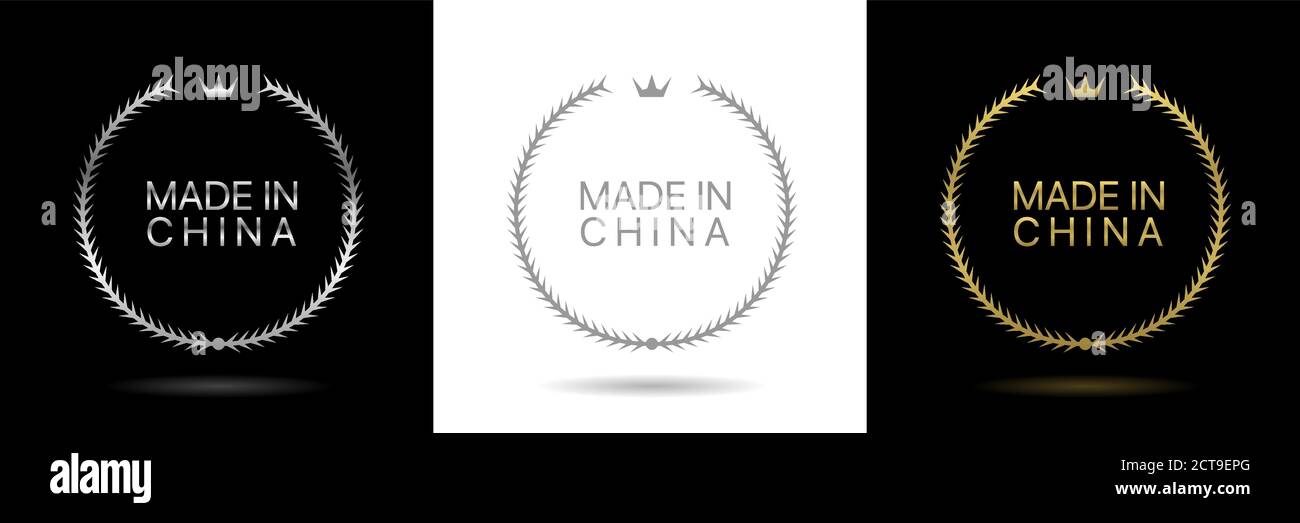 Made in China wreath icons Stock Vector