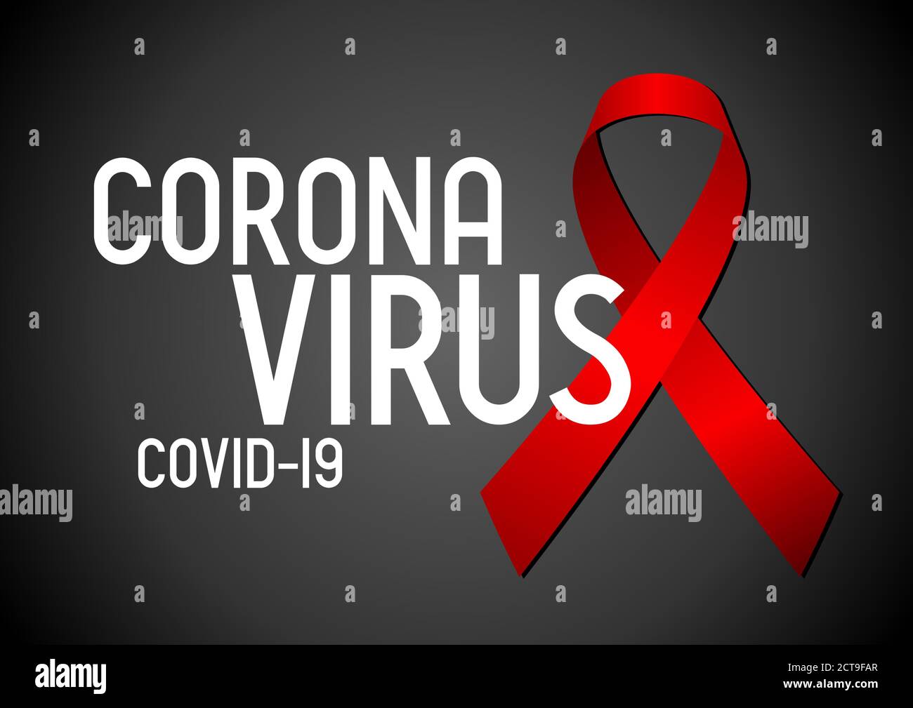 Coronavirus concept, red ribbon - vector illustration Stock Vector