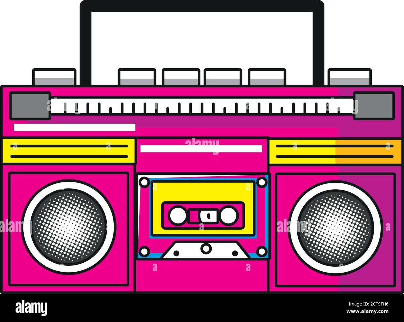 pop art tape recorder detailed style icon design of retro expression