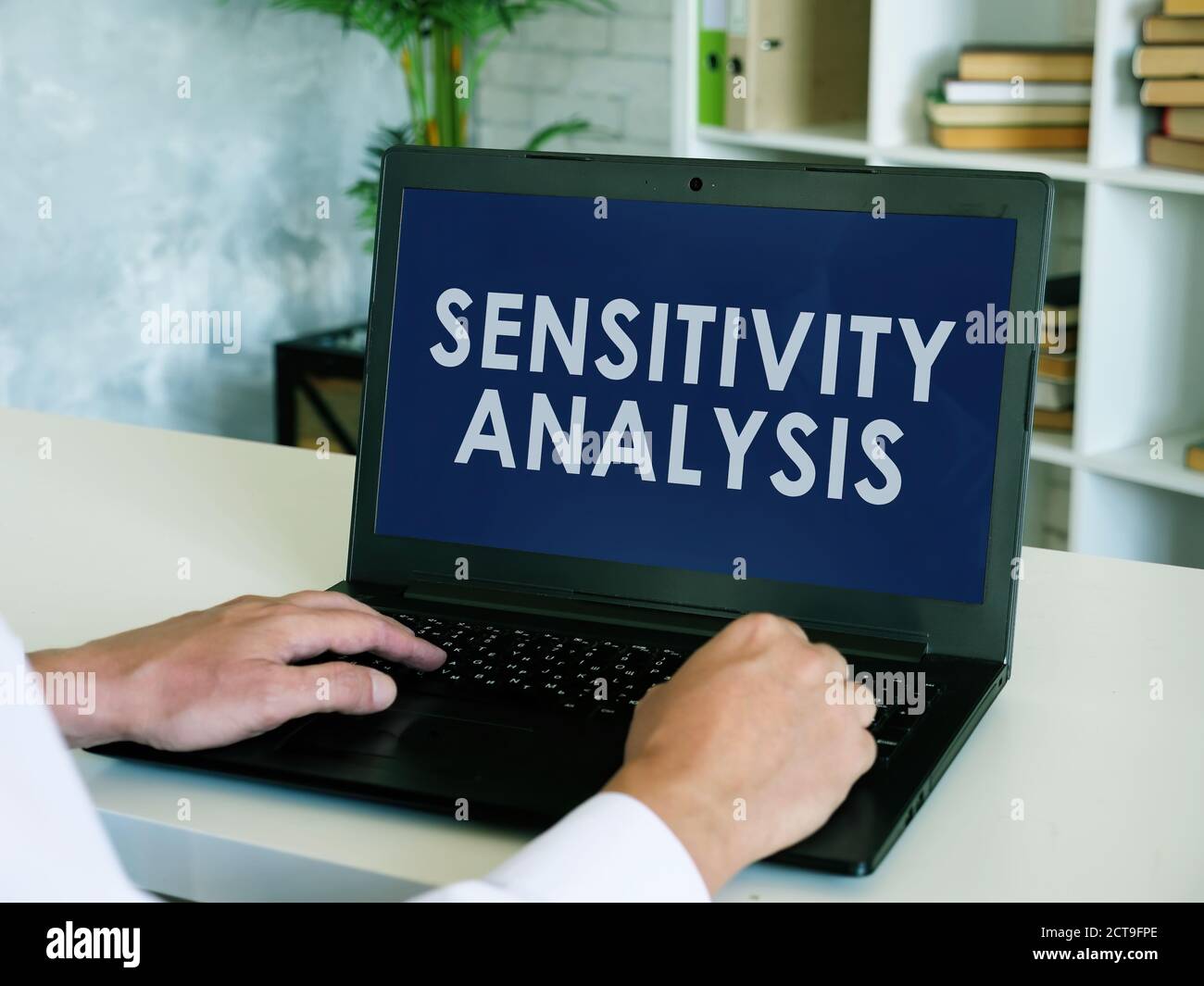 Sensitivity analysis report on the screen of laptop. Stock Photo