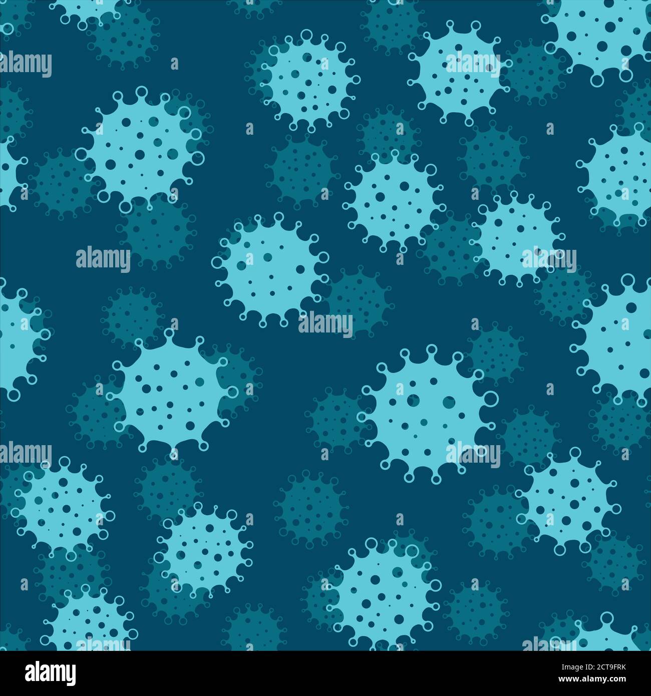 Coronavirus seamless background pattern. Blue virus silhouettes. COVID ...