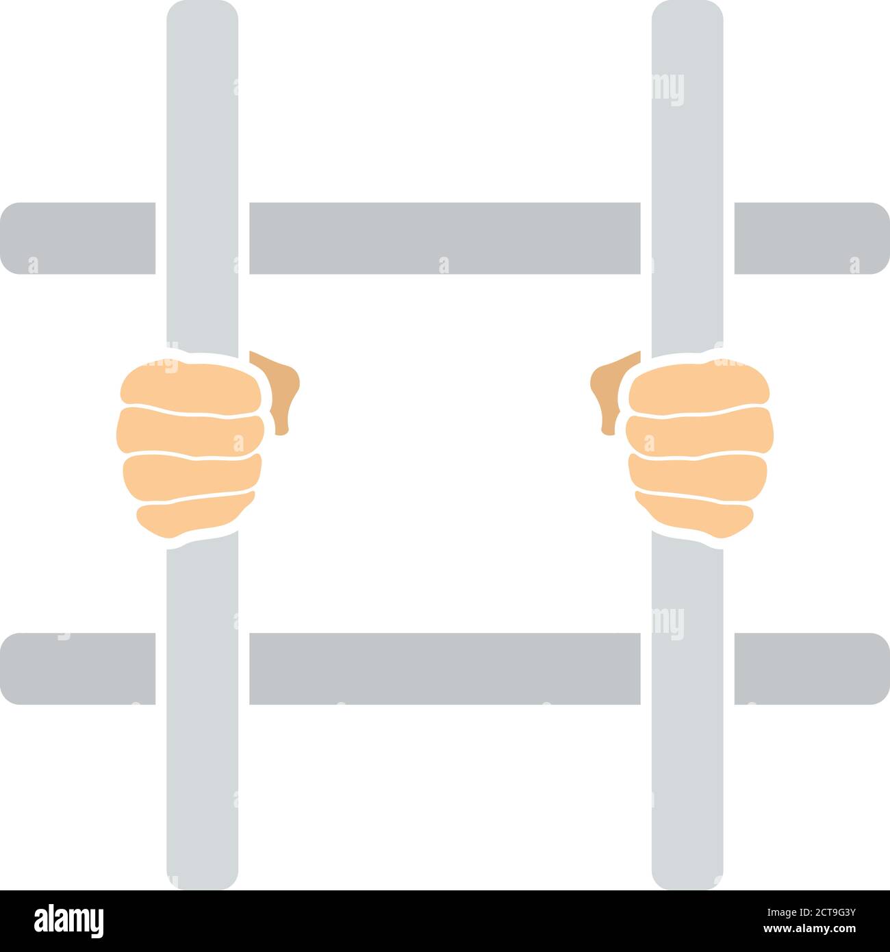 Hands Holding Prison Bars Icon. Flat Color Design. Vector Illustration. Stock Vector