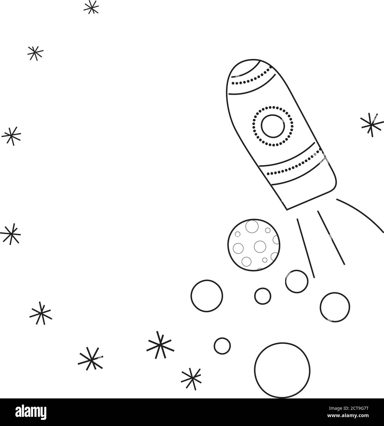 rocket, planets, and stars vector illustration Stock Vector