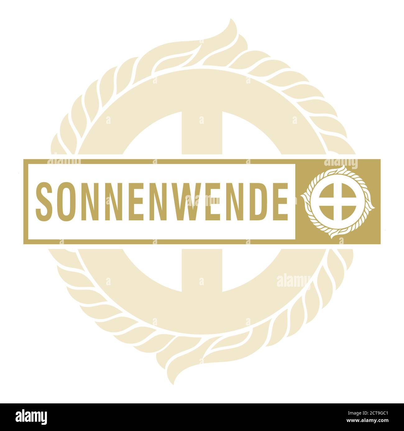 Ancient Celtic design. Celtic Scandinavian style sun cross. Solar - ancient symbol of the sun. Inscription in German Sonnenwende - Solstice Stock Vector